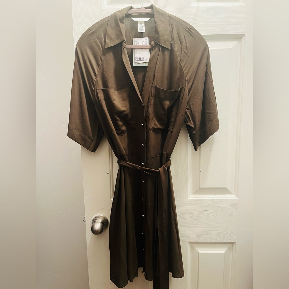 H&M Dark Brown Long Sleeve Dress